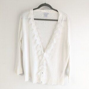 Feather ruffle v neck cardigan by PURE Alfred Sung